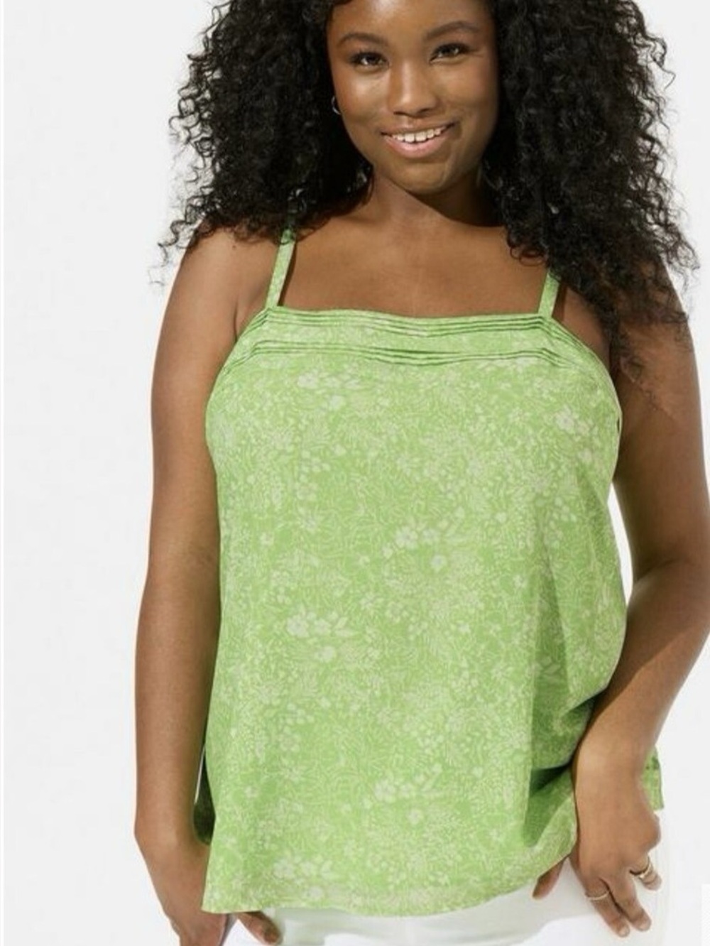 torrid Light Green Floral Spaghetti Strap Cami